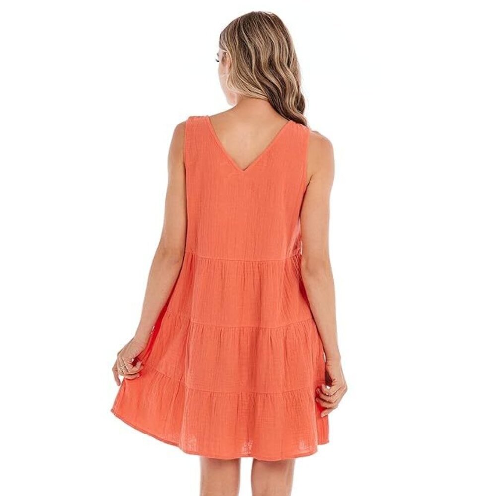 Michael Stars Coral‎ Gauze Tiered NWOT Sleeveless Cotton Dress – Women’s M